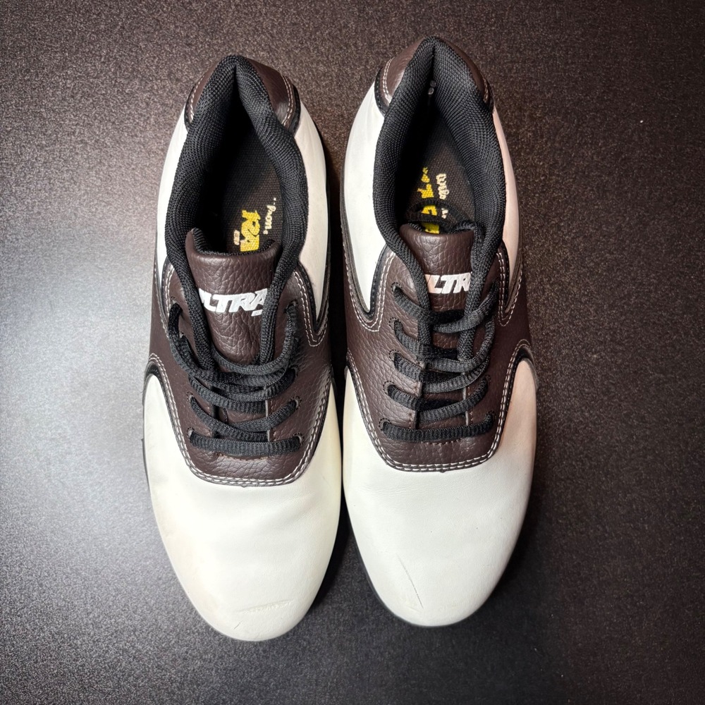 Wilson Ultra Golf Shoes Men's Size 7 D Scorpion Cleats brown white leather